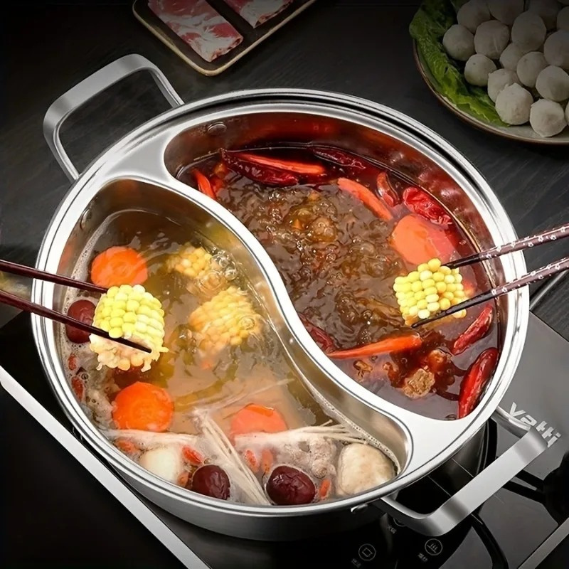 Soup Kettle Warmer - 304 Stainless Steel Twin Divided Hot