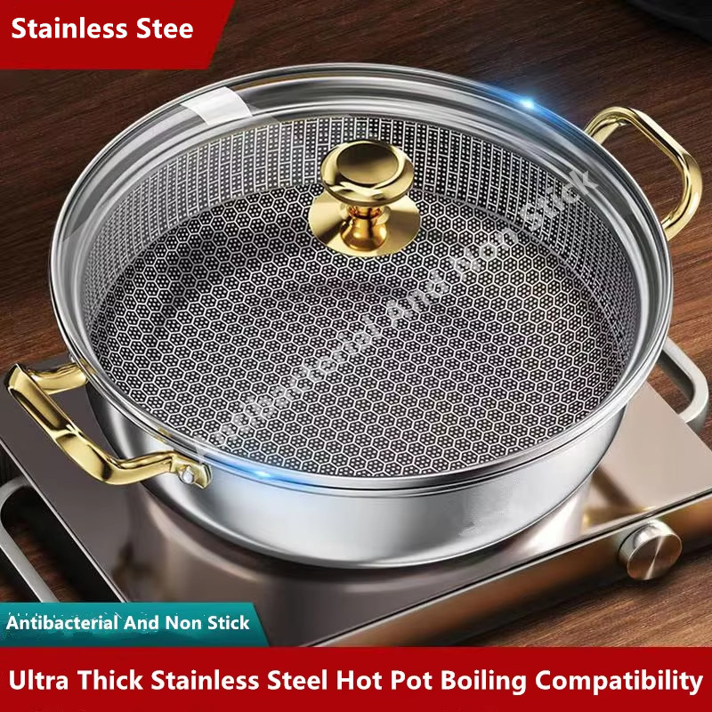 Soup Kettle Warmer - 30cm Stainless Steel Soup Pot Wok