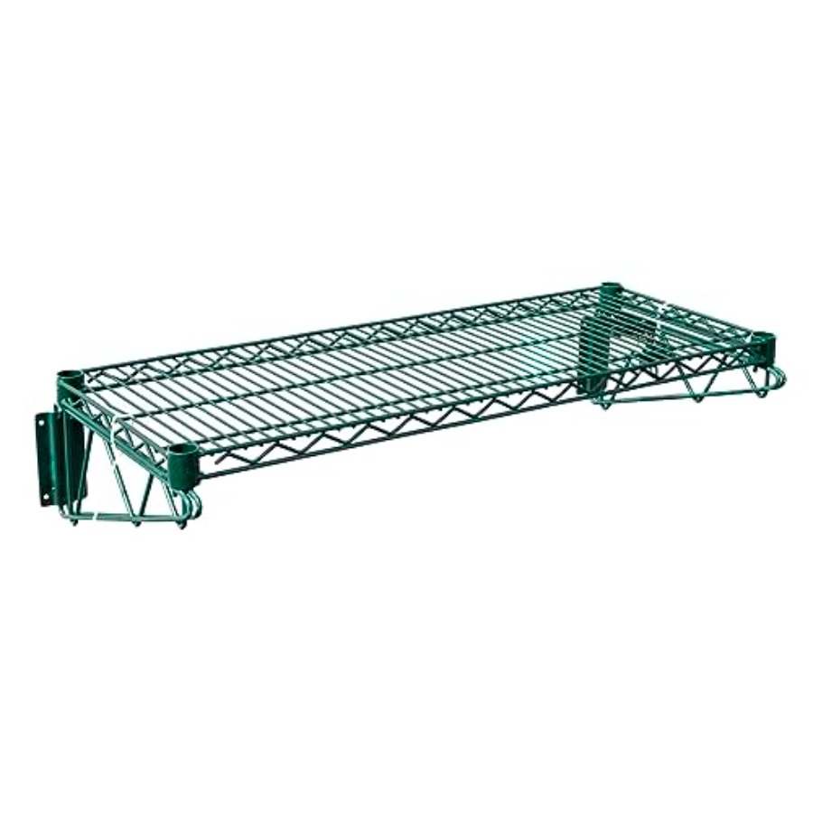 Commercial Kitchen Wall Shelves - 48x14 Epoxy-Coated Green Wire Wall Shelf