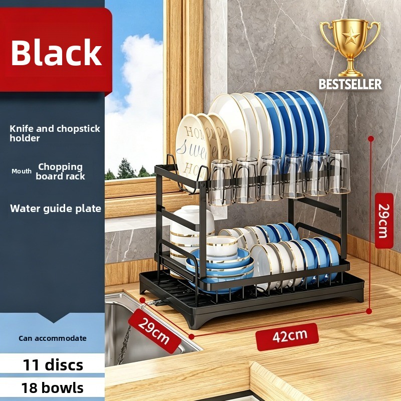 Commercial Kitchen Floor Drain - Double-layer large-capacity dish drain rack |