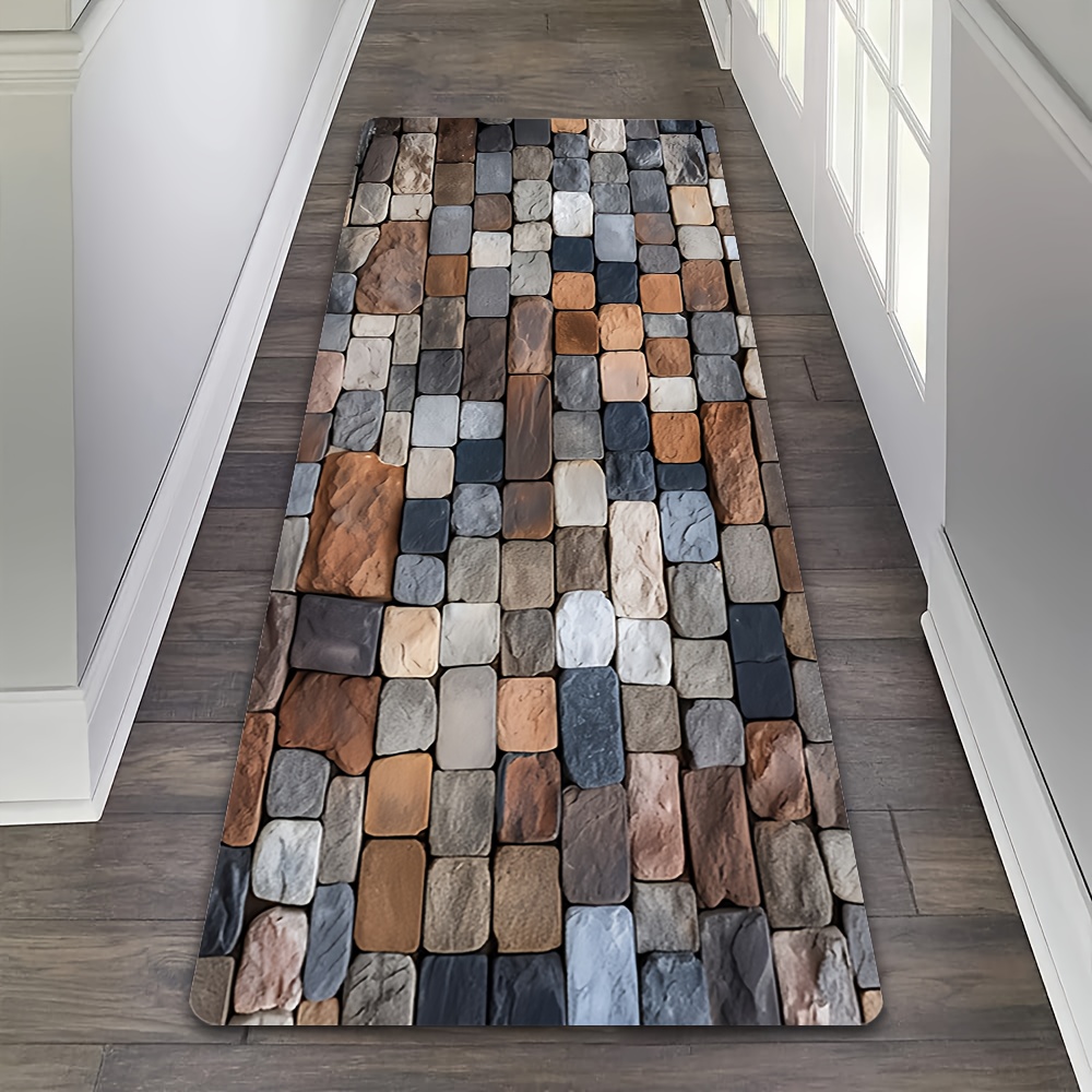Commercial Kitchen Tile Flooring - Mixed Color Cobblestone Hallway Runner Rug