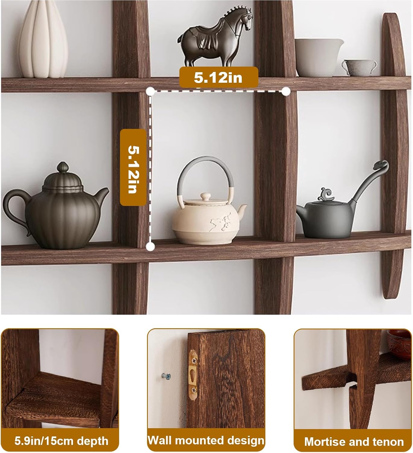 Solid Wood Chinese Tea Cup Hol - Commercial Kitchen Wall Shelves 评论和价格