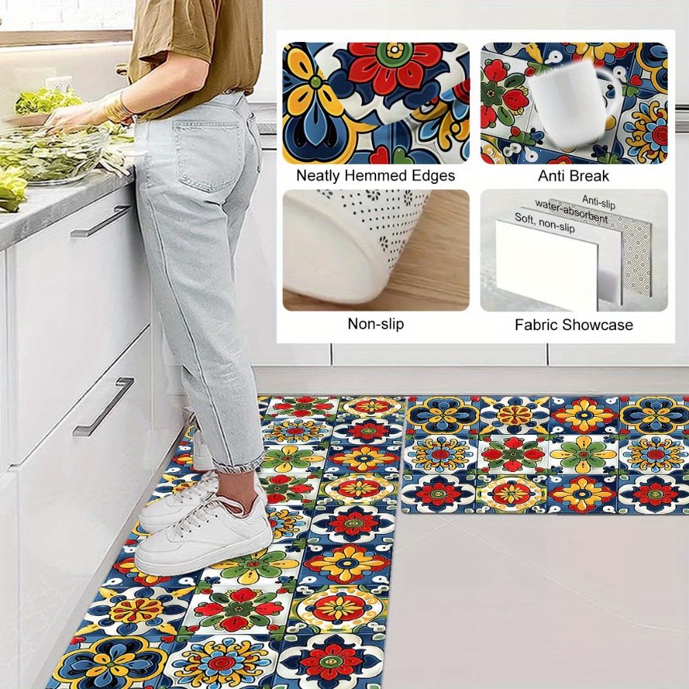 Mediterranean Tile Carpet Mat  - Commercial Kitchen Tile Flooring 评论和价格
