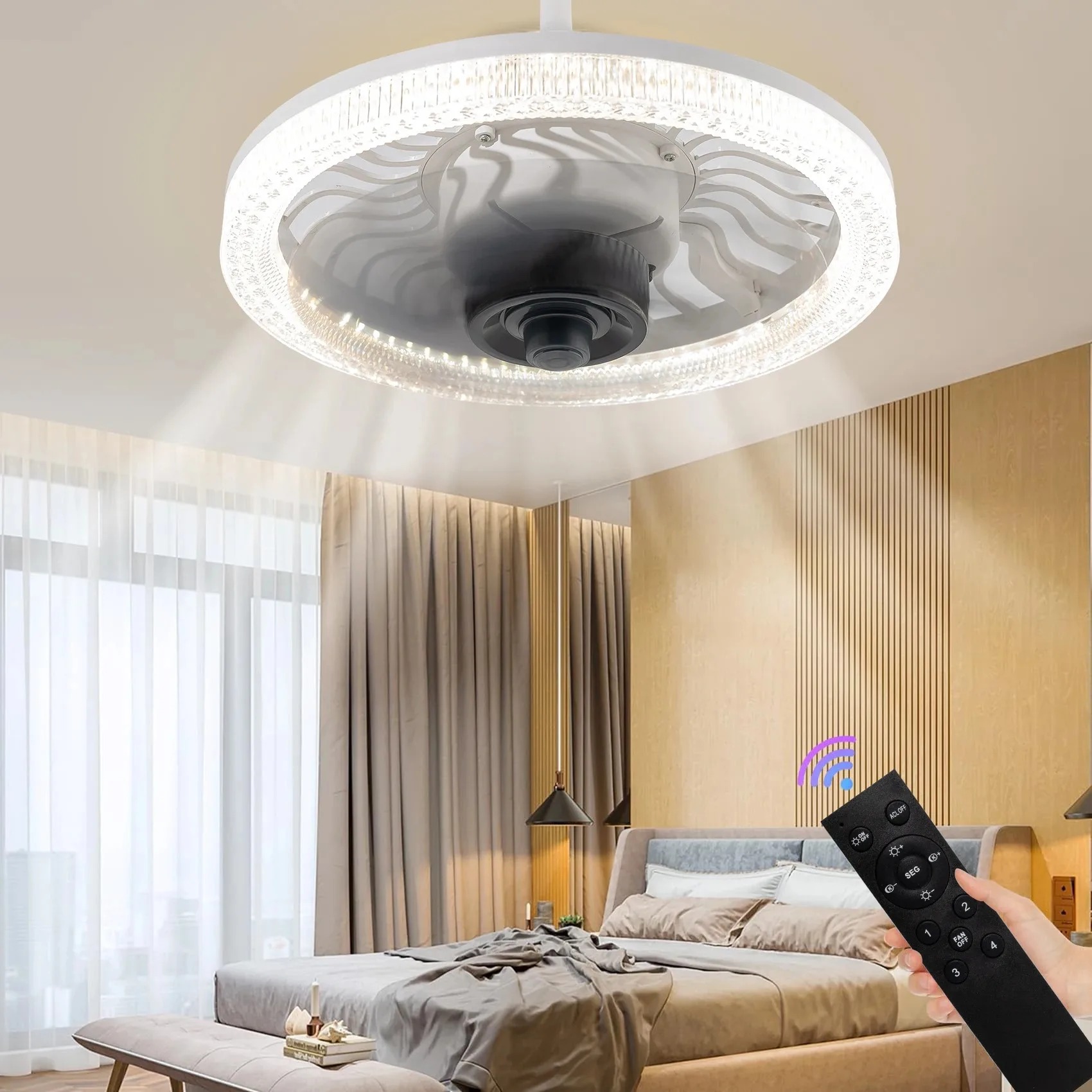 Smart LED Ceiling Fan Light wi - Commercial Kitchen Lighting 评论和价格