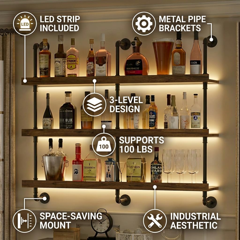Wall Mounted Wine Rack With LE - Commercial Kitchen Lighting 评论和价格
