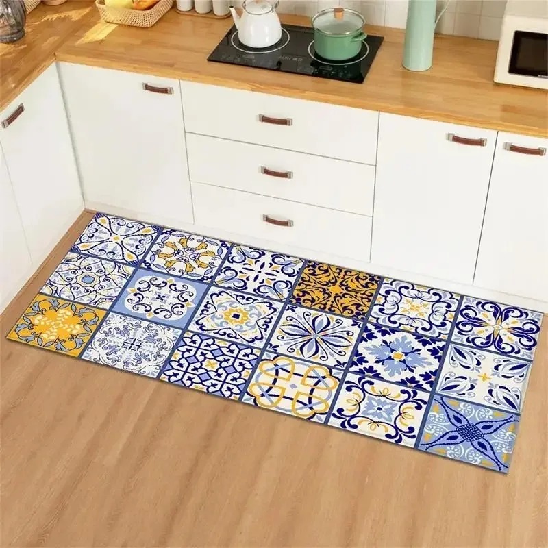 Blue Yellow Vintage Tile Colla - Commercial Kitchen Tile Flooring 评论和价格