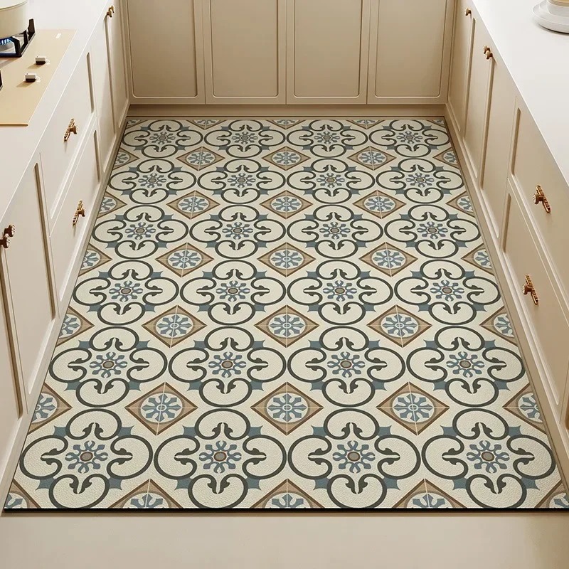 Vintage Floral Tile Print Kitc - Commercial Kitchen Tile Flooring 评论和价格