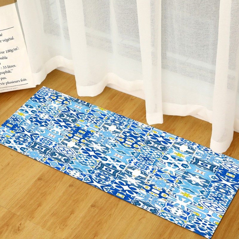 Long Rug Mediterranean Blue-Wh - Commercial Kitchen Tile Flooring 评论和价格
