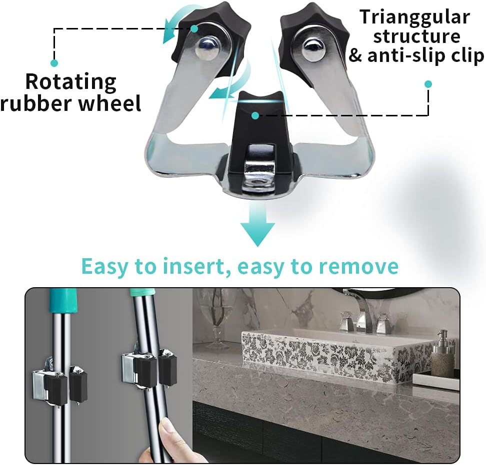 1/4pcs Broom Hanger Mop Holder - Commercial Kitchen Wall Shelves 评论和价格