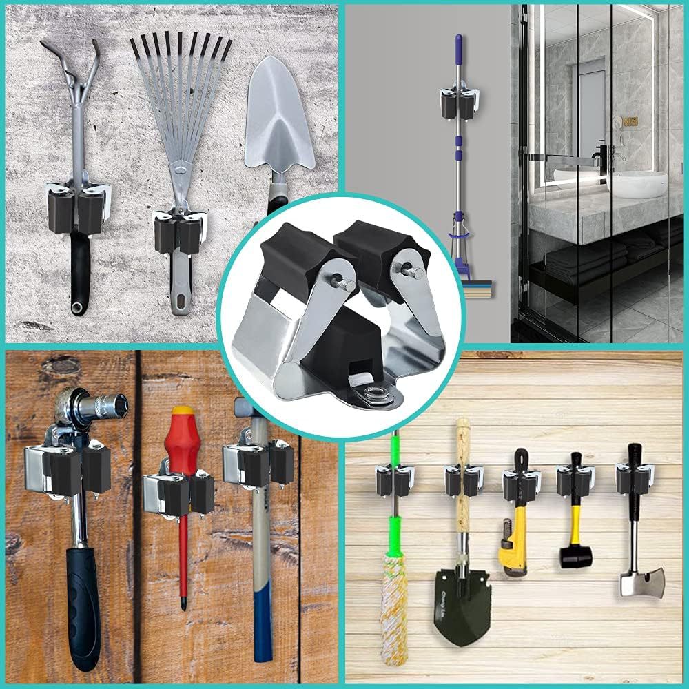 1/4pcs Broom Hanger Mop Holder - Commercial Kitchen Wall Shelves 评论和价格